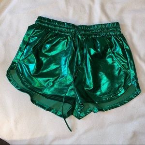 Green Metallic Shorts